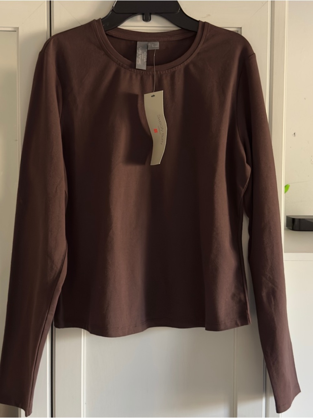 Sweaty Betty Essential Sculpt Long Sleeve Top in Sable Brown Size US 10